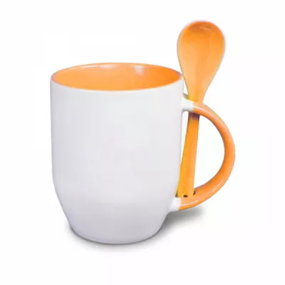 Konische Tasse mit Löffel in orange